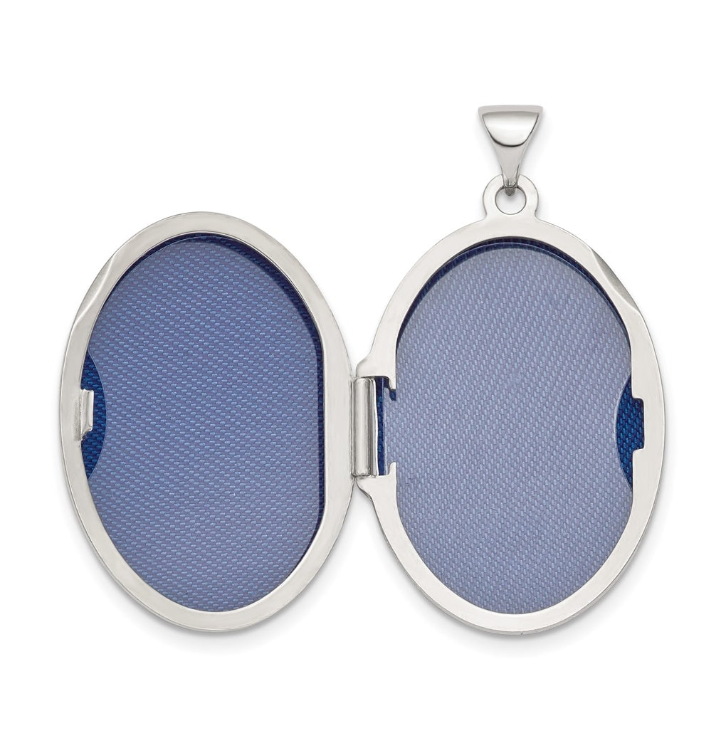 Sterling Silver Rhod-plated Floral Swirl Reversible 26mm Oval Locket – Elegant Jewelry Gift for Birthday, Anniversary, Engagement, Wedding