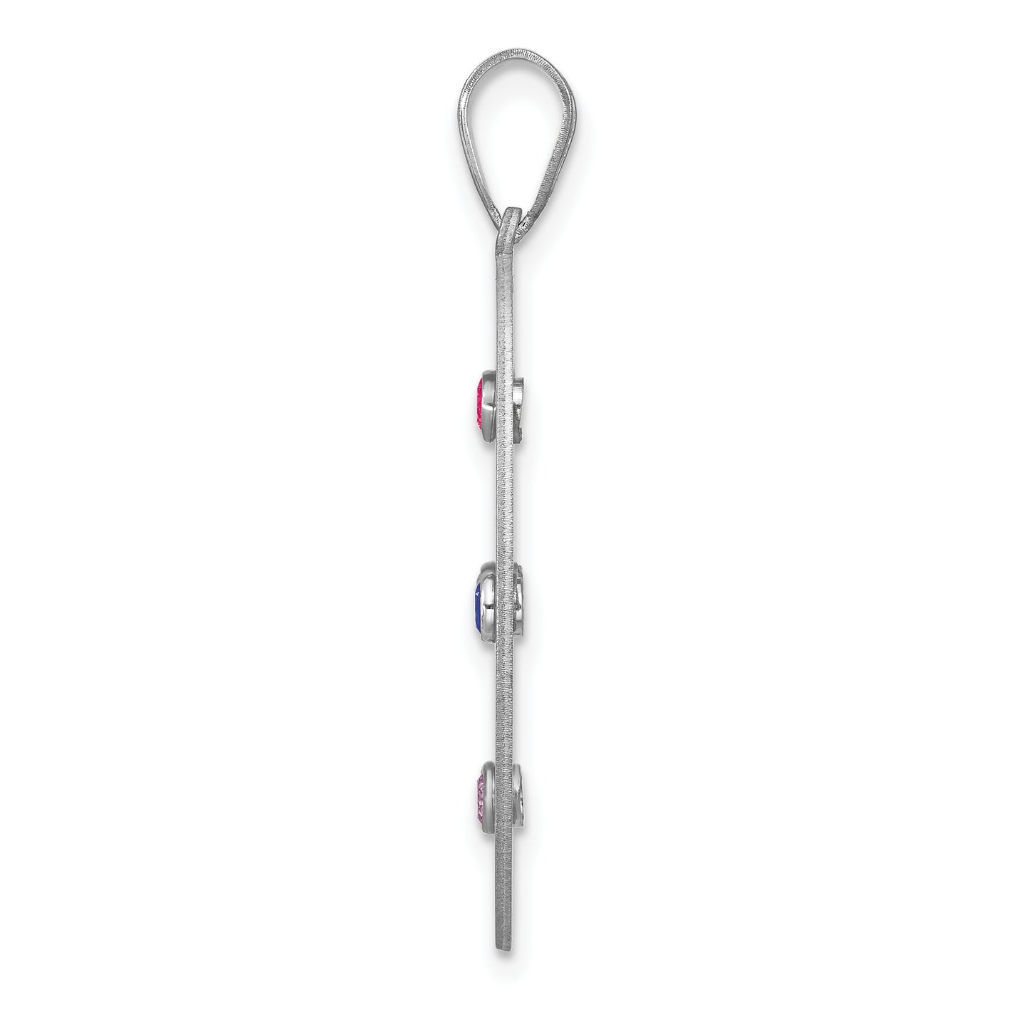 Sterling Silver Rhodium plated Crystal Family 4 Name Necklace