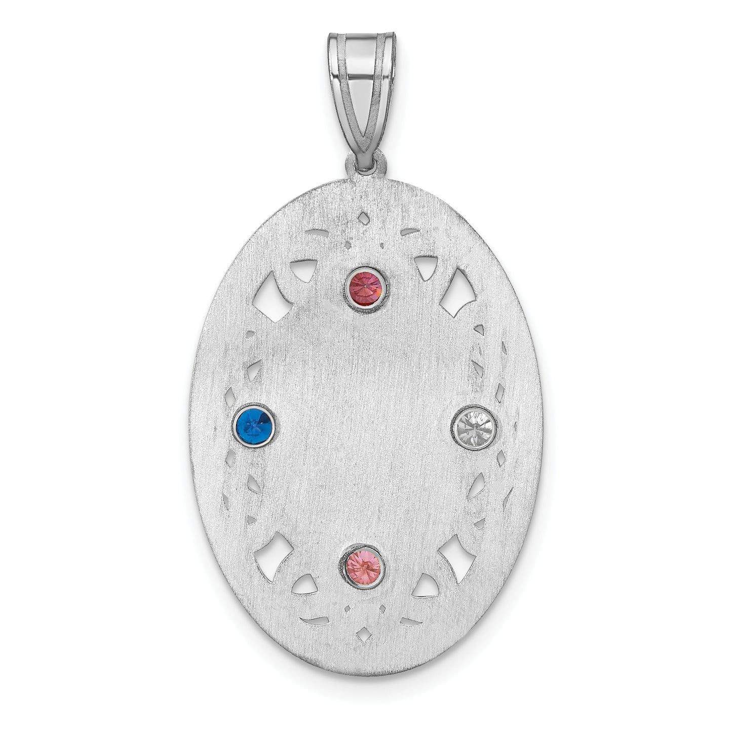Sterling Silver Rhodium plated Crystal Family 4 Name Necklace