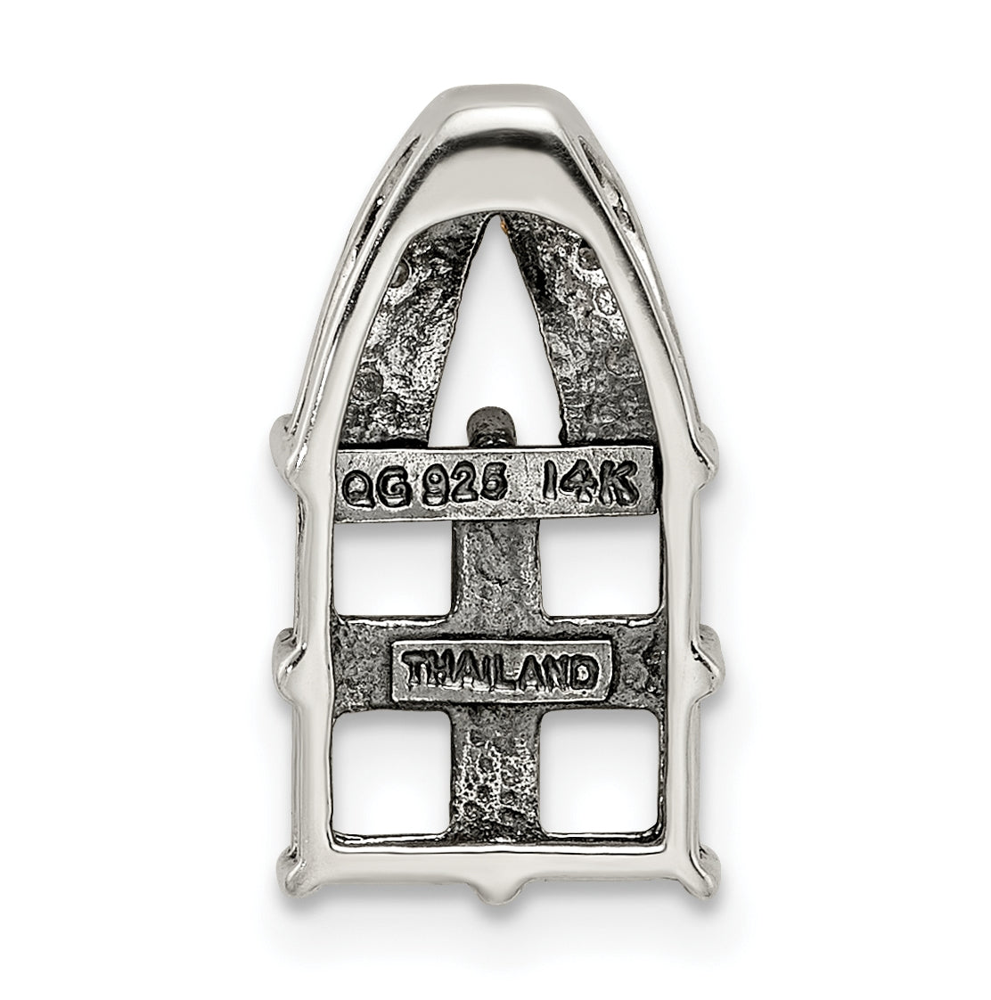 Sterling Silver Antiqued with 14k Four-stone with Diamond Mothers Pendant Semi-Mount