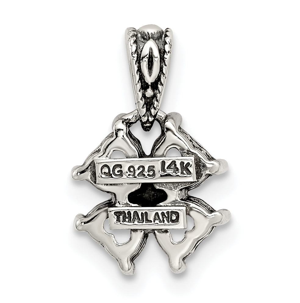 Sterling Silver & 14k Four-stone Mother's Pendant on 18in Chain