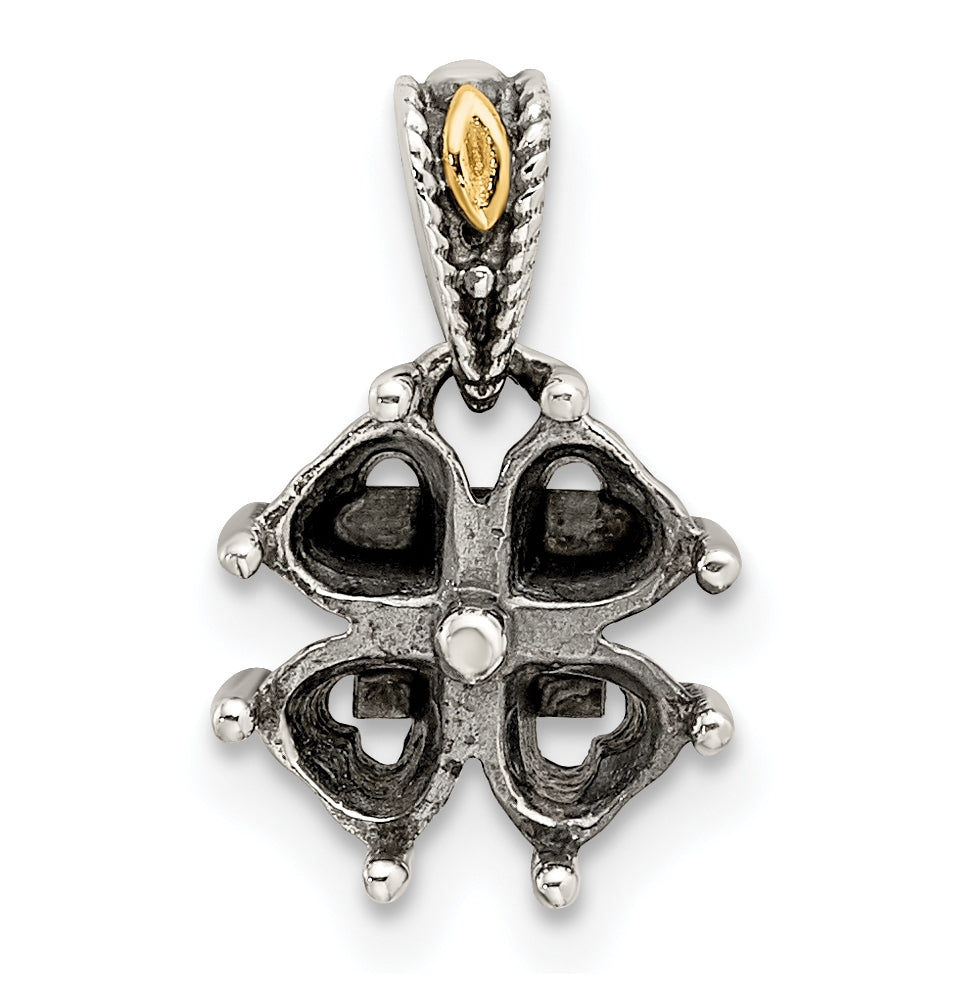 Sterling Silver & 14k Four-stone Mother's Pendant on 18in Chain