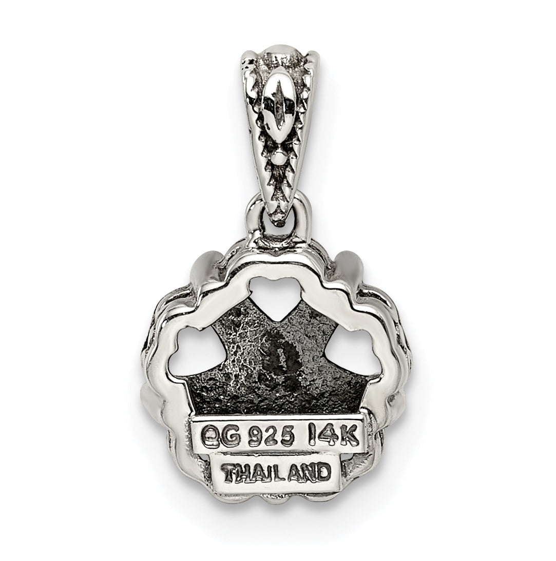 Sterling Silver & 14k Five-stone Mother's Pendant on 18in Chain