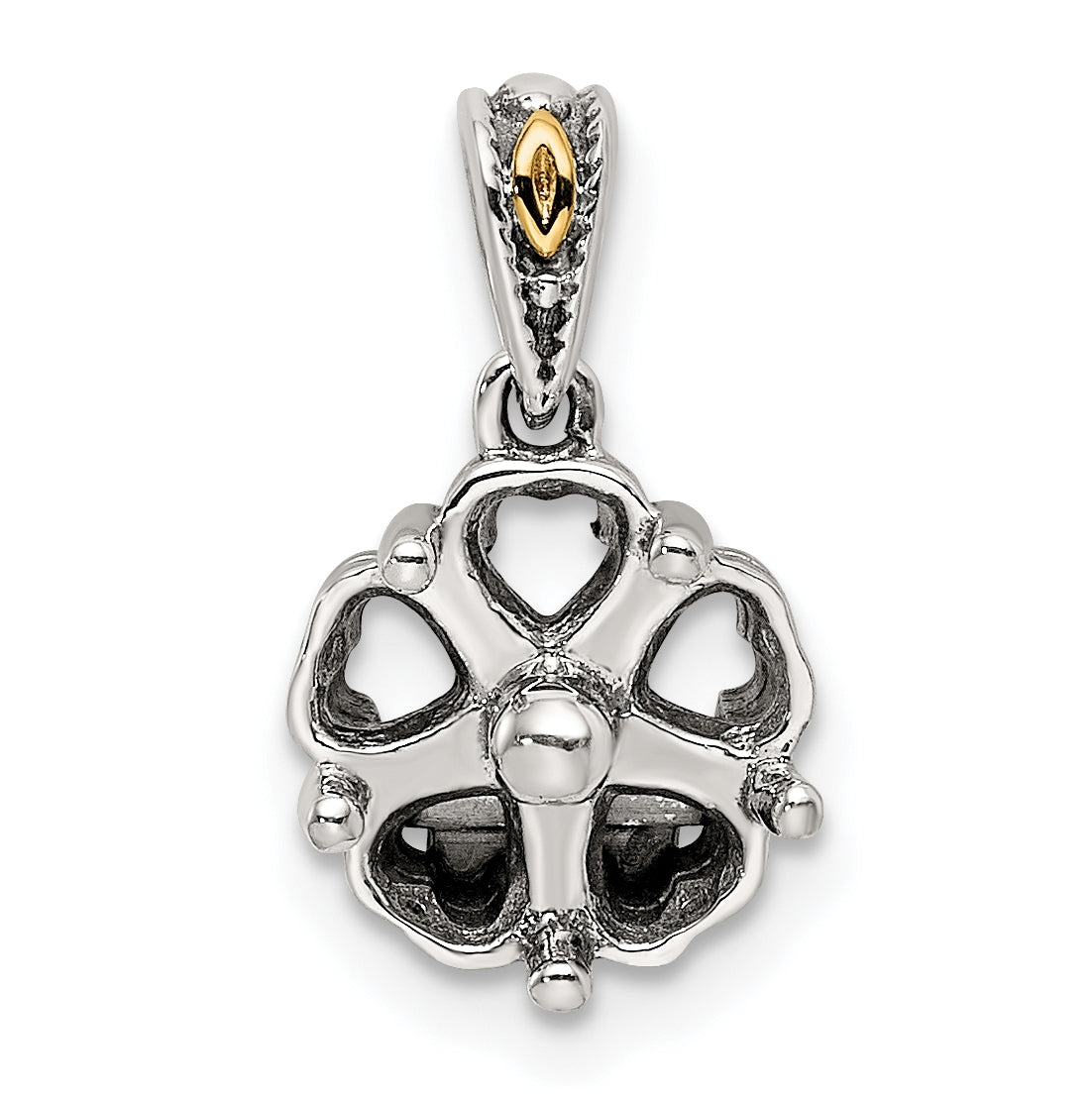 Sterling Silver & 14k Five-stone Mother's Pendant on 18in Chain