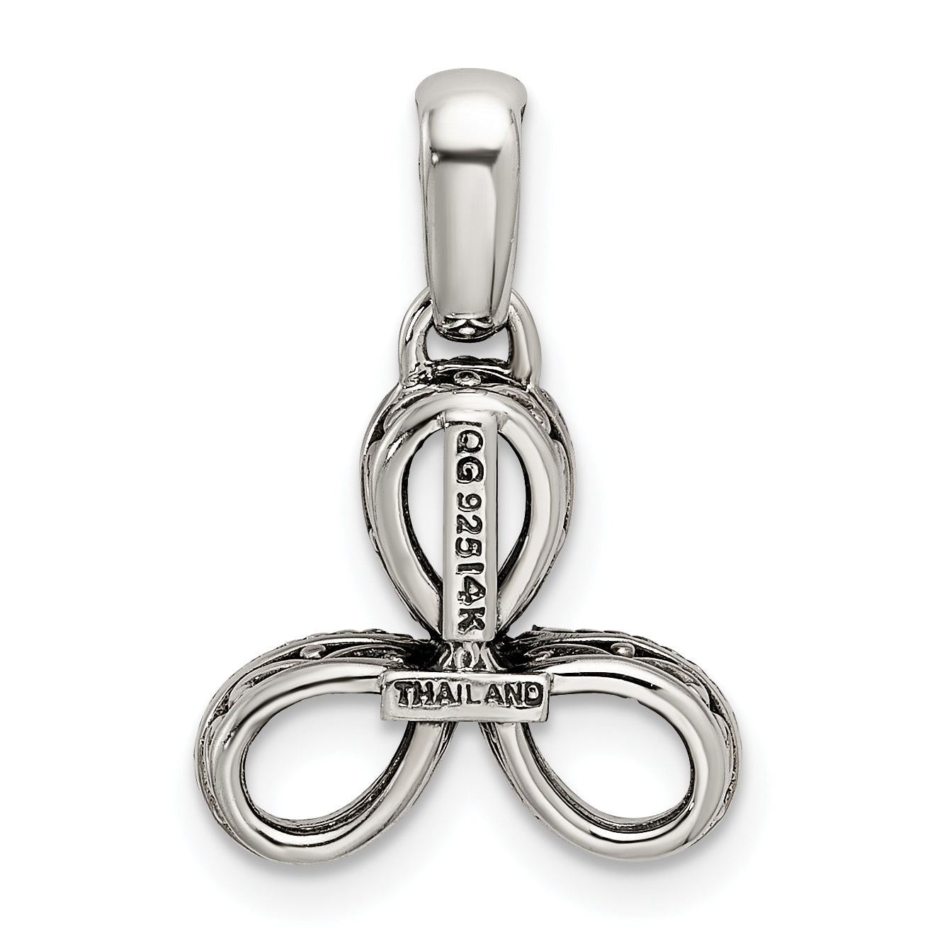 Sterling Silver Antiqued with 14k 3-stone with Diamond Mothers Pendant Semi-Mount