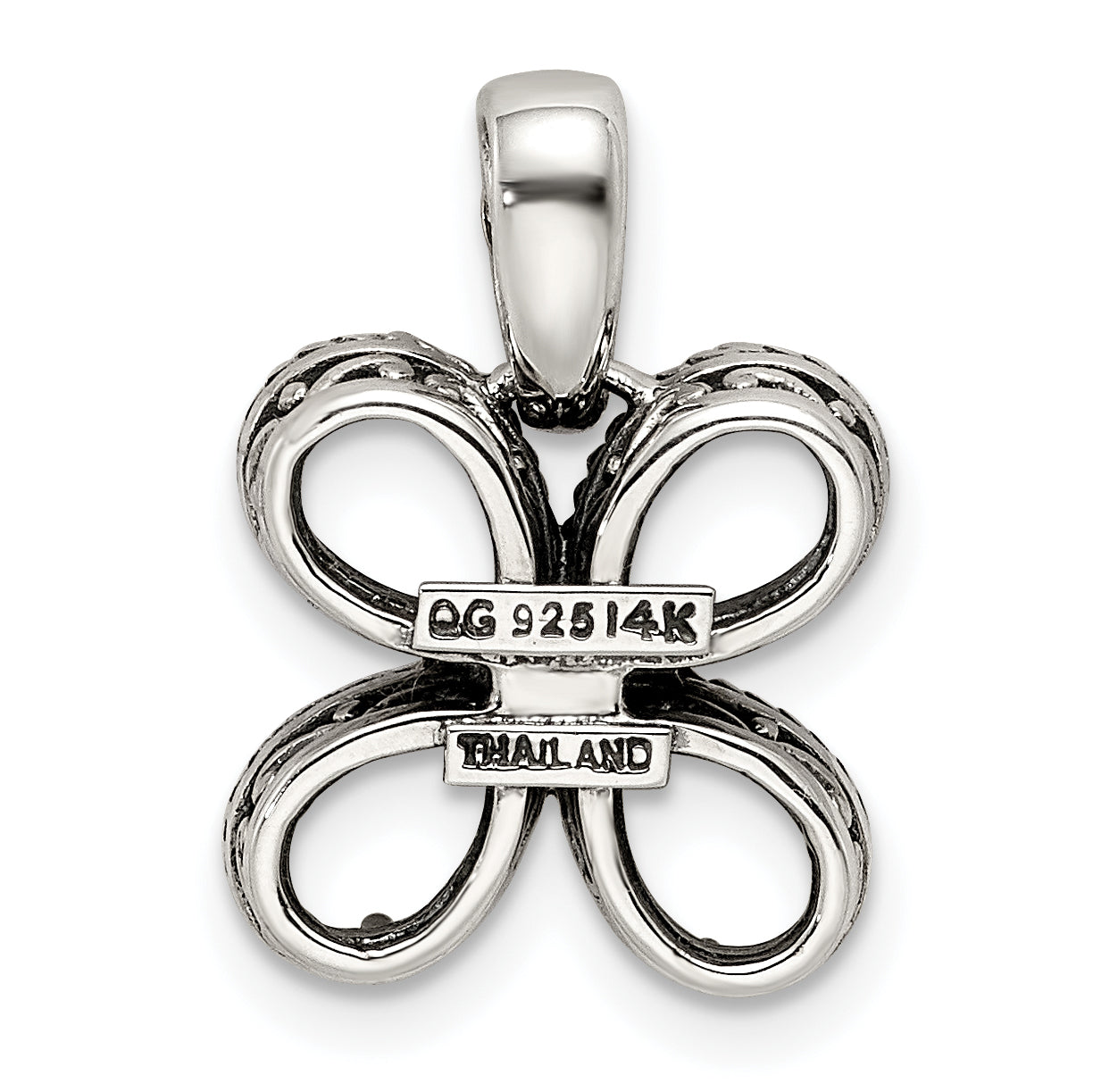 Sterling Silver Antiqued with 14k 4-stone with Diamond Mothers Pendant Semi-Mount