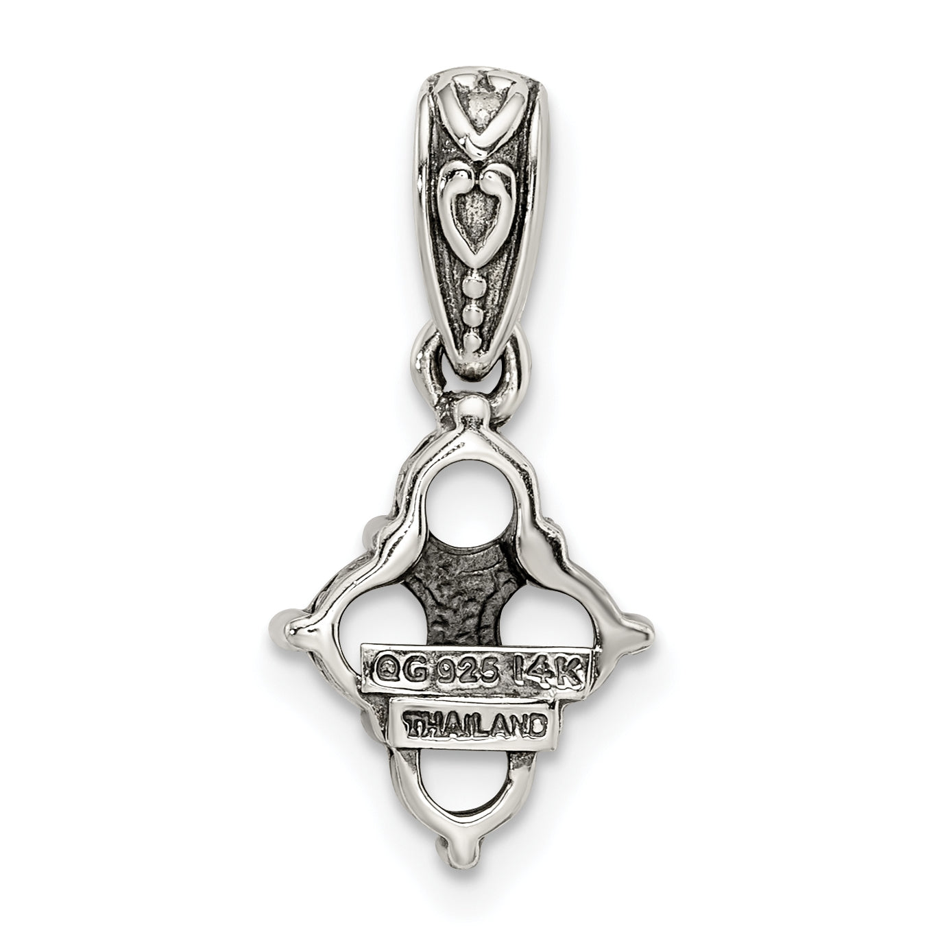 Sterling Silver with 14k Four-stone and Diamond Mother's Pendant on 18in Chain