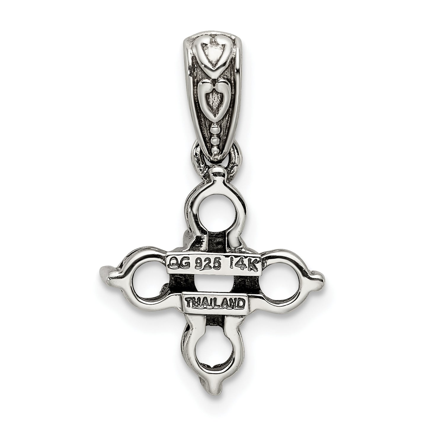 Sterling Silver with 14k Five-stone and Diamond Mother's Pendant on 18in Chain