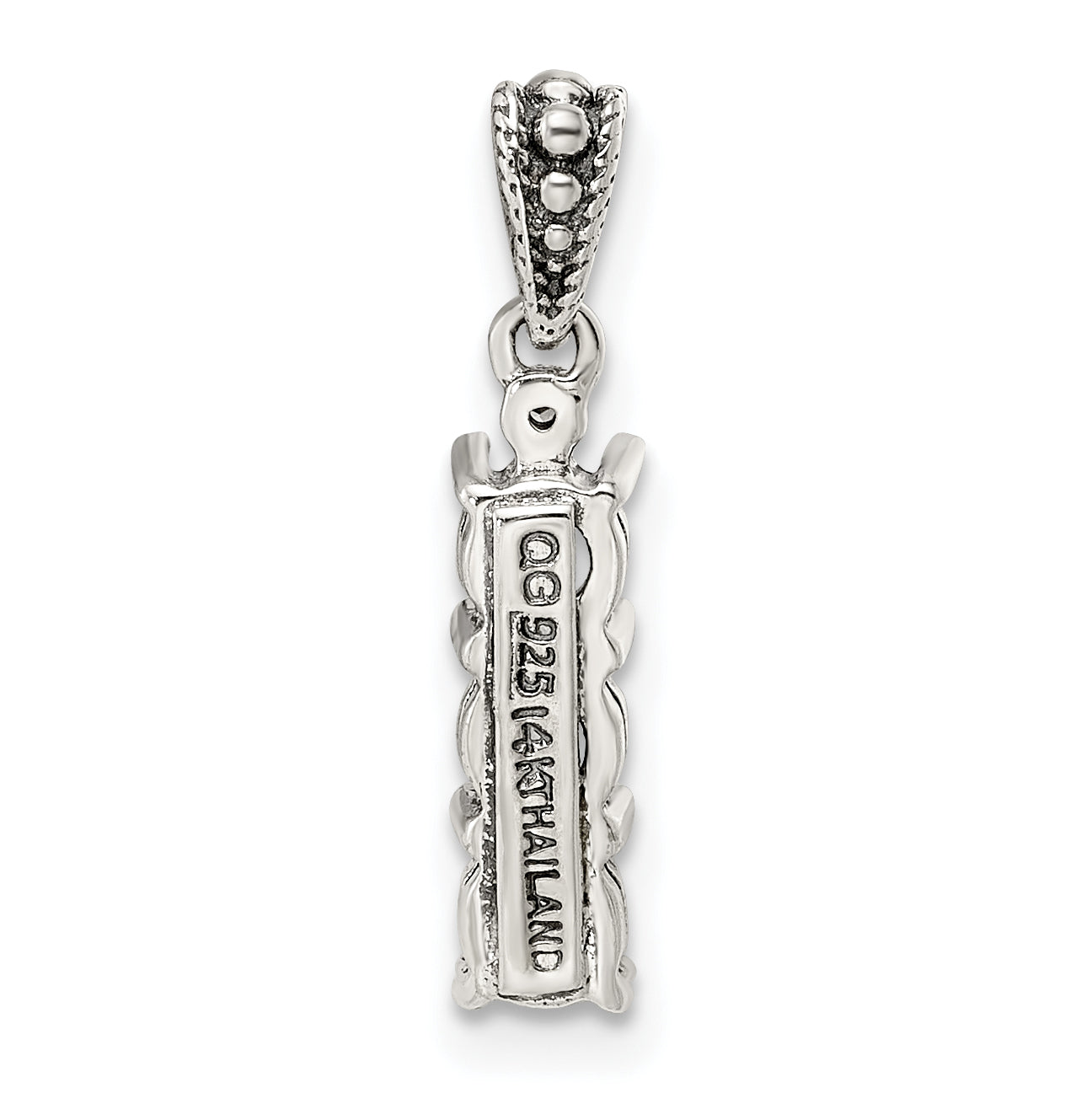 Sterling Silver Antiqued with 14k 3-stone with Diamond Mothers Pendant Semi-Mount
