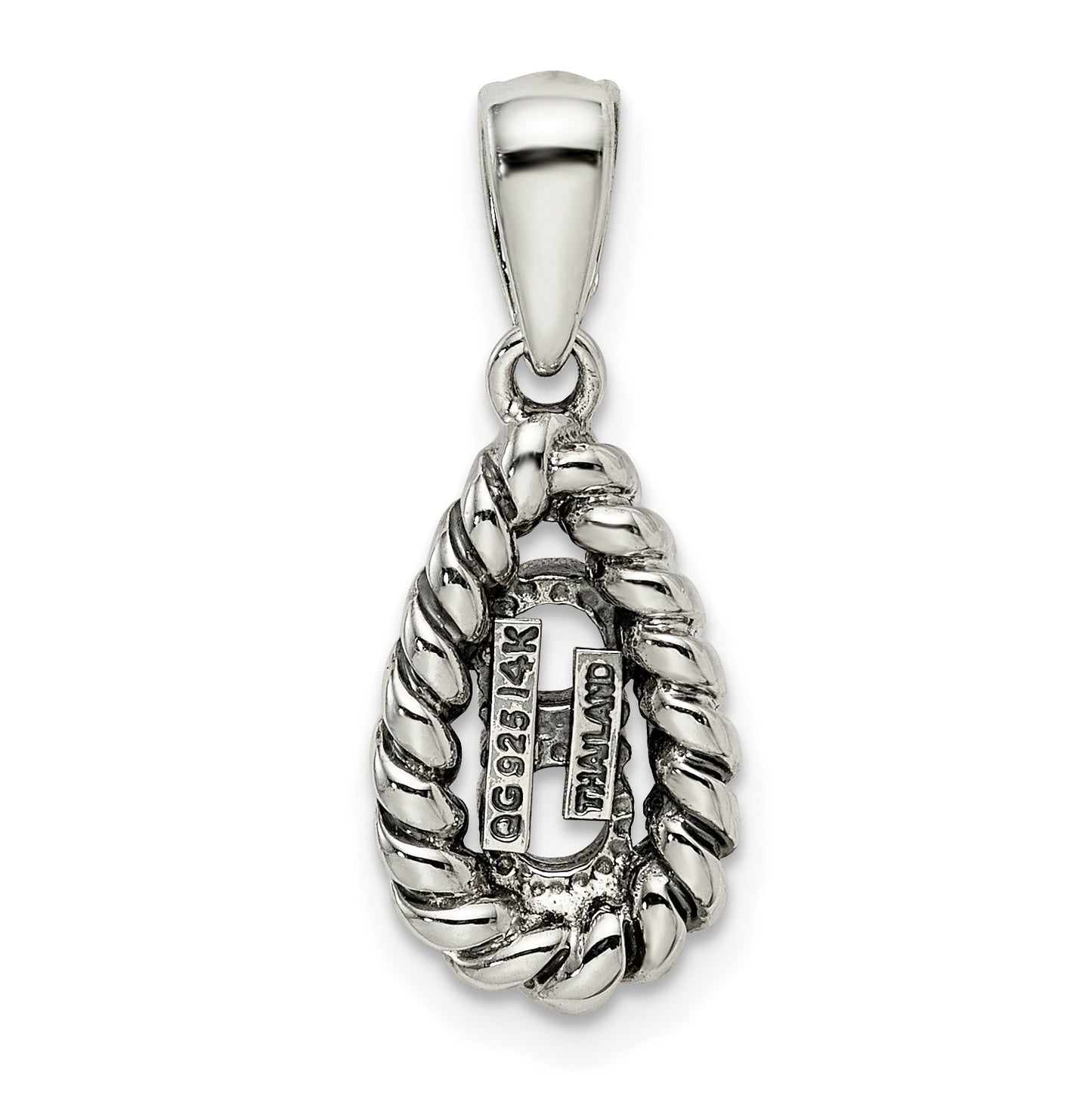 Sterling Silver Antiqued with 14k 2-stone with Diamond Mothers Pendant Semi Mount