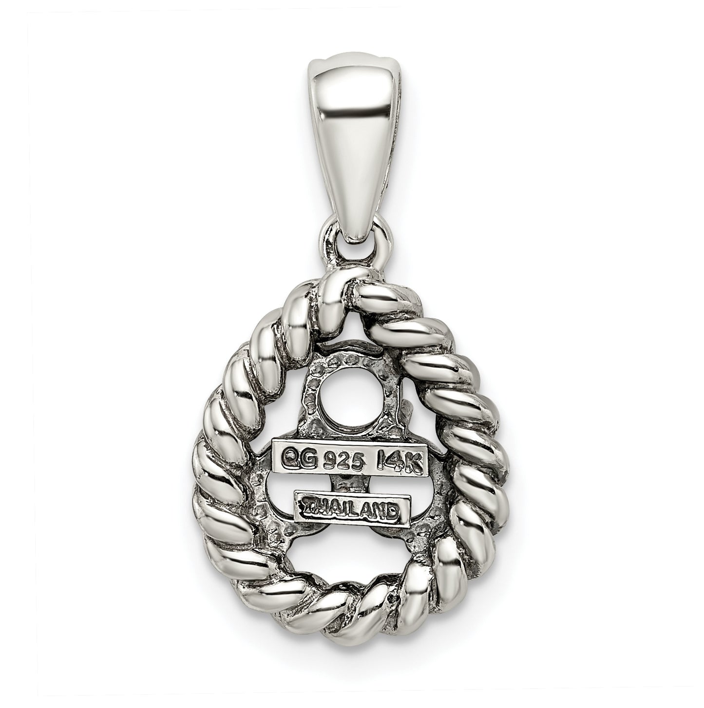 Sterling Silver & 14k Three-stone and Diamond Mothers Pendant on 18in Chain