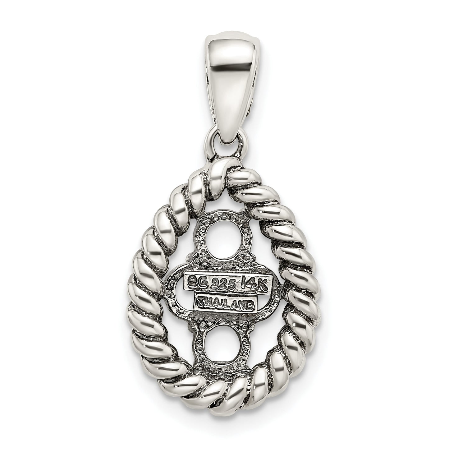 Sterling Silver & 14k Four-stone and Diamond Mothers Pendant on 18in Chain