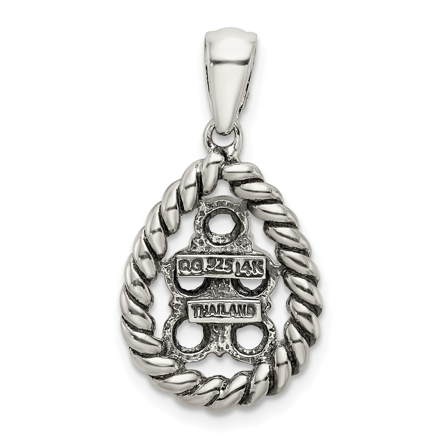 Sterling Silver & 14k Five-stone and Diamond Mothers Pendant on 18in Chain