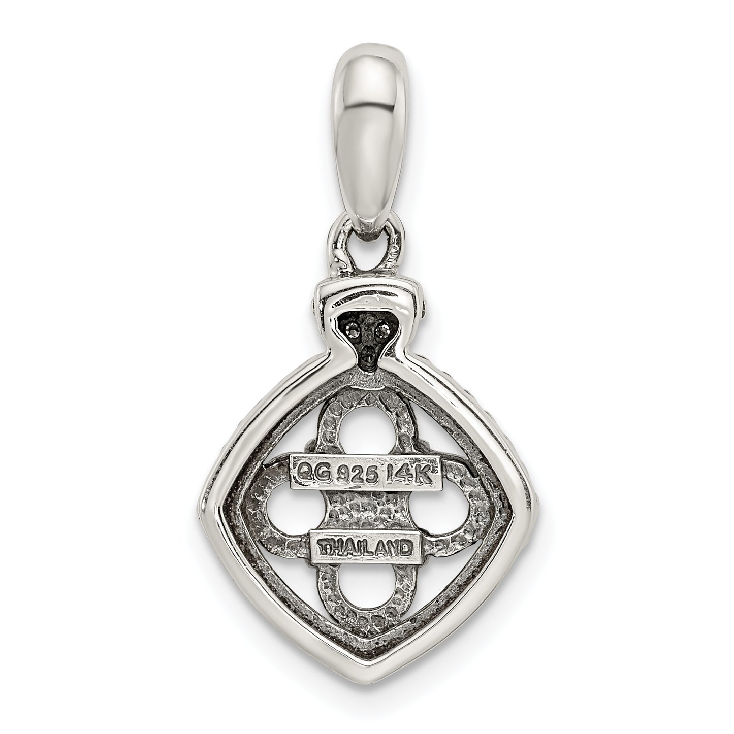 Sterling Silver Antiqued with 14k 4-stone with Diamond Mothers Pendant Semi-Mount