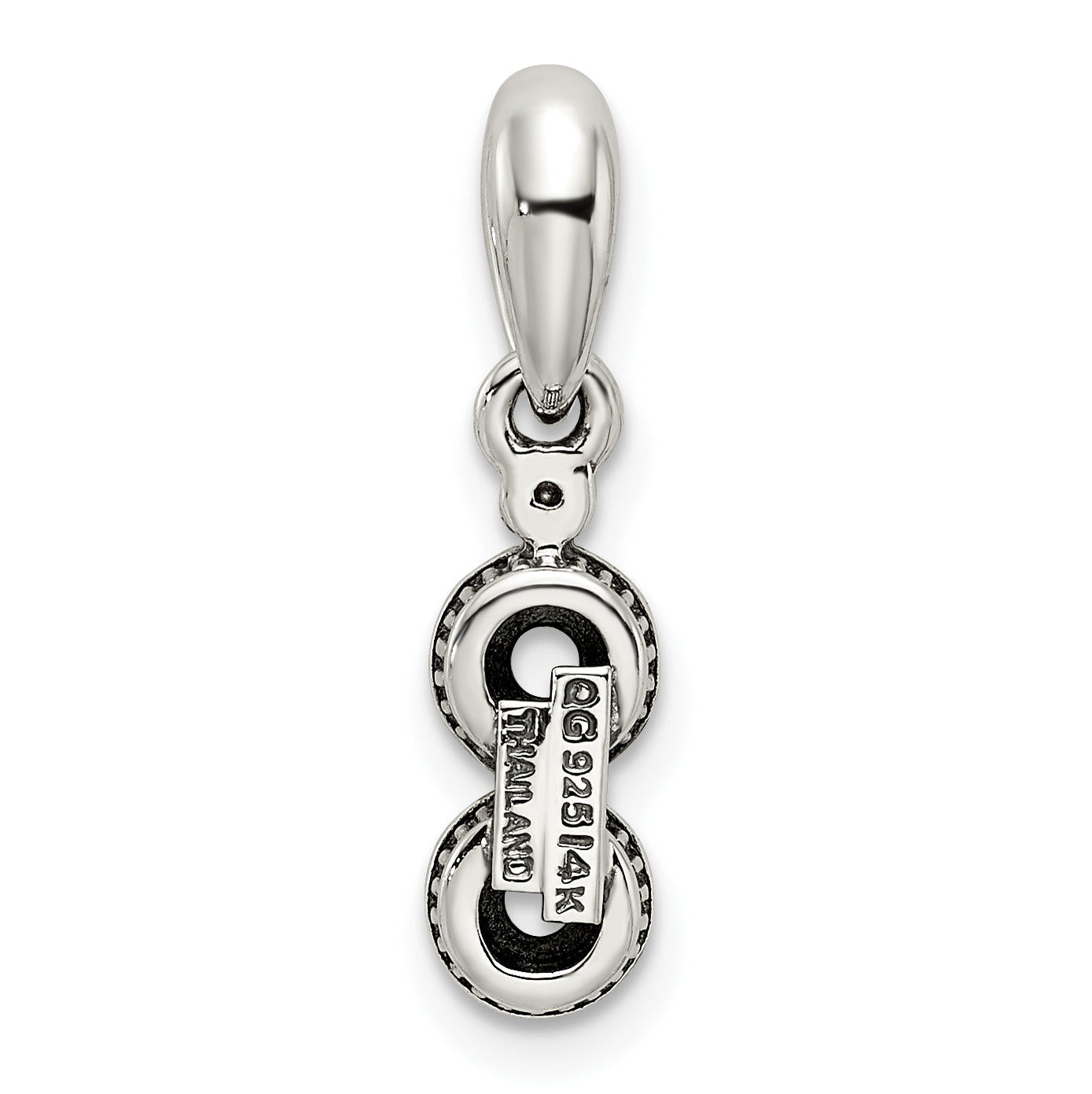 Sterling Silver Antiqued with 14k 2-stone with Diamond Mothers Pendant Semi-Mount