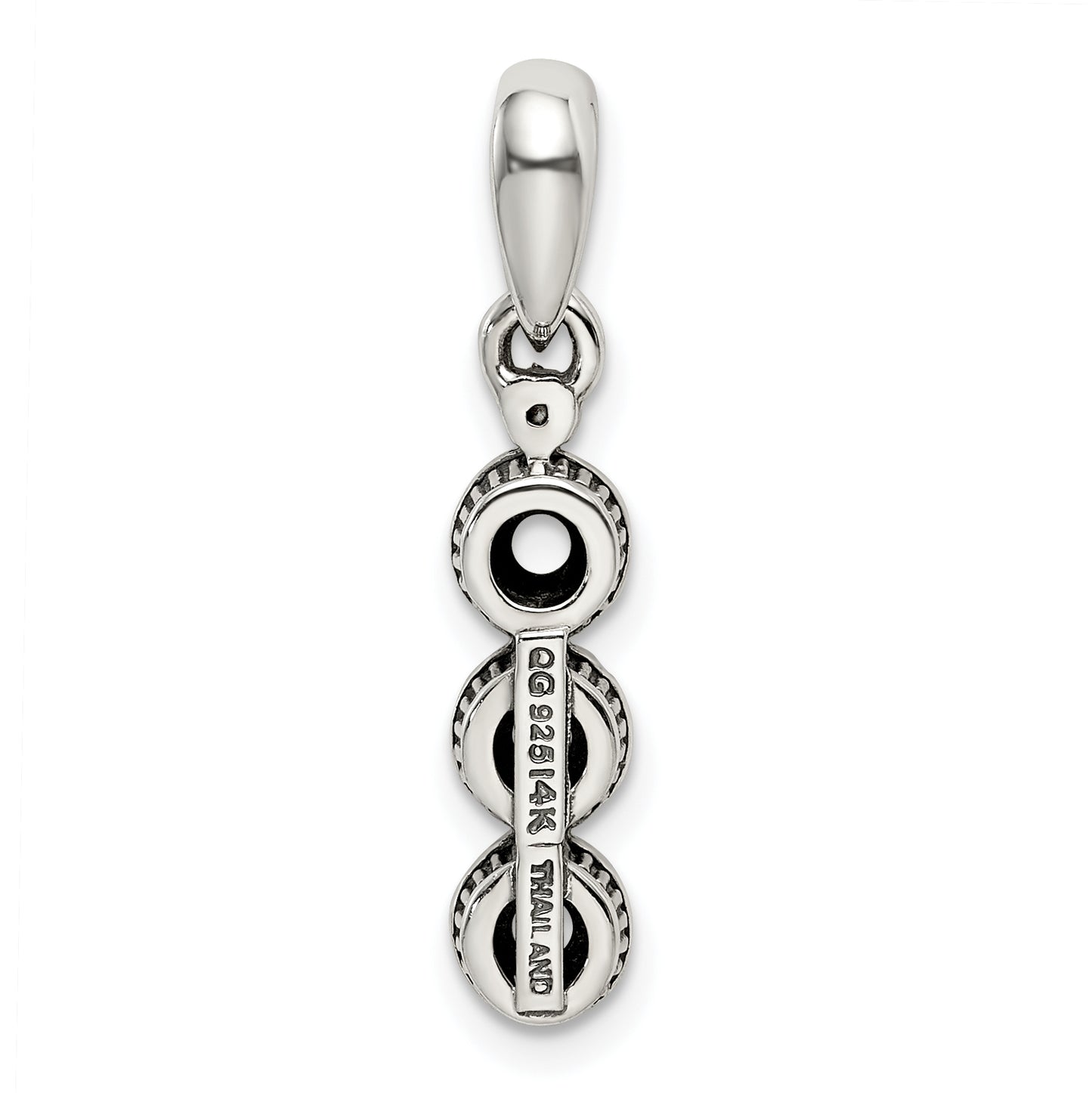 Sterling Silver Antiqued with 14k 3-stone with Diamond Mothers Pendant Semi-Mount