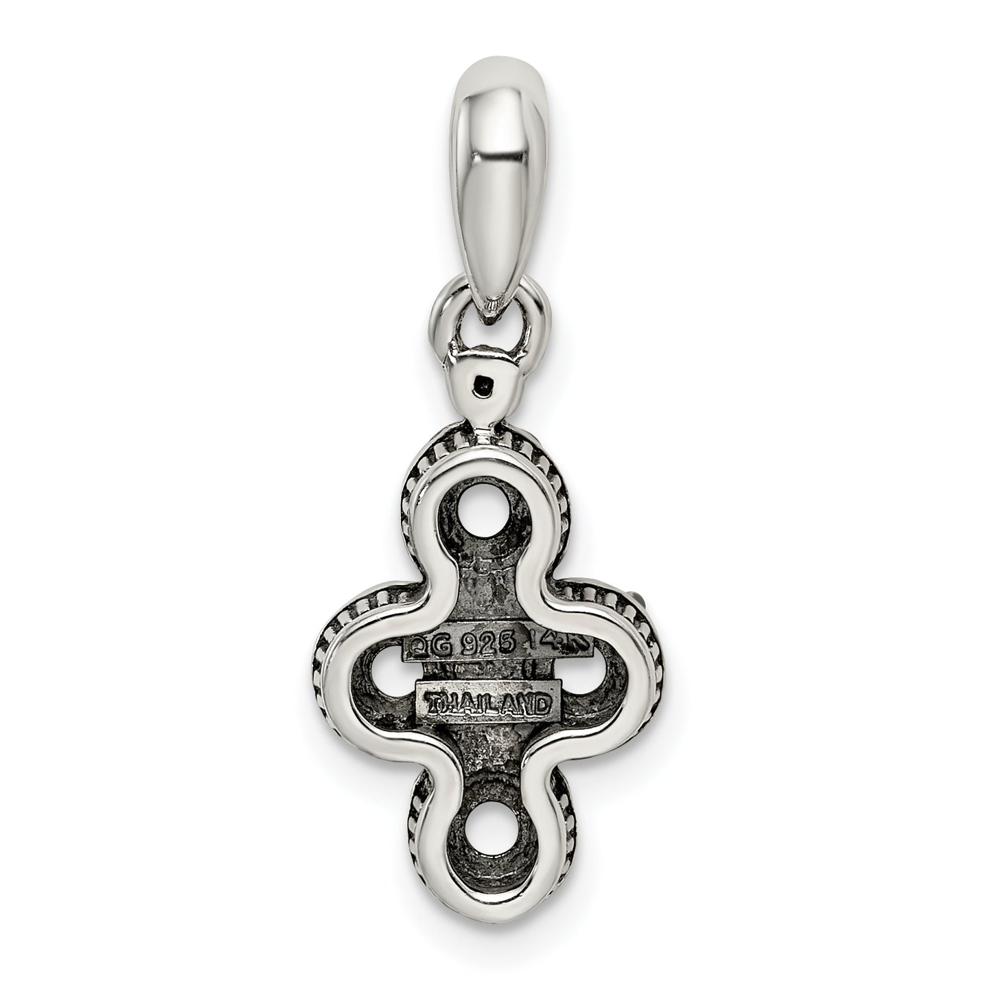 Sterling Silver Antiqued with 14k 4-stone with Diamond Mothers Pendant Semi-Mount