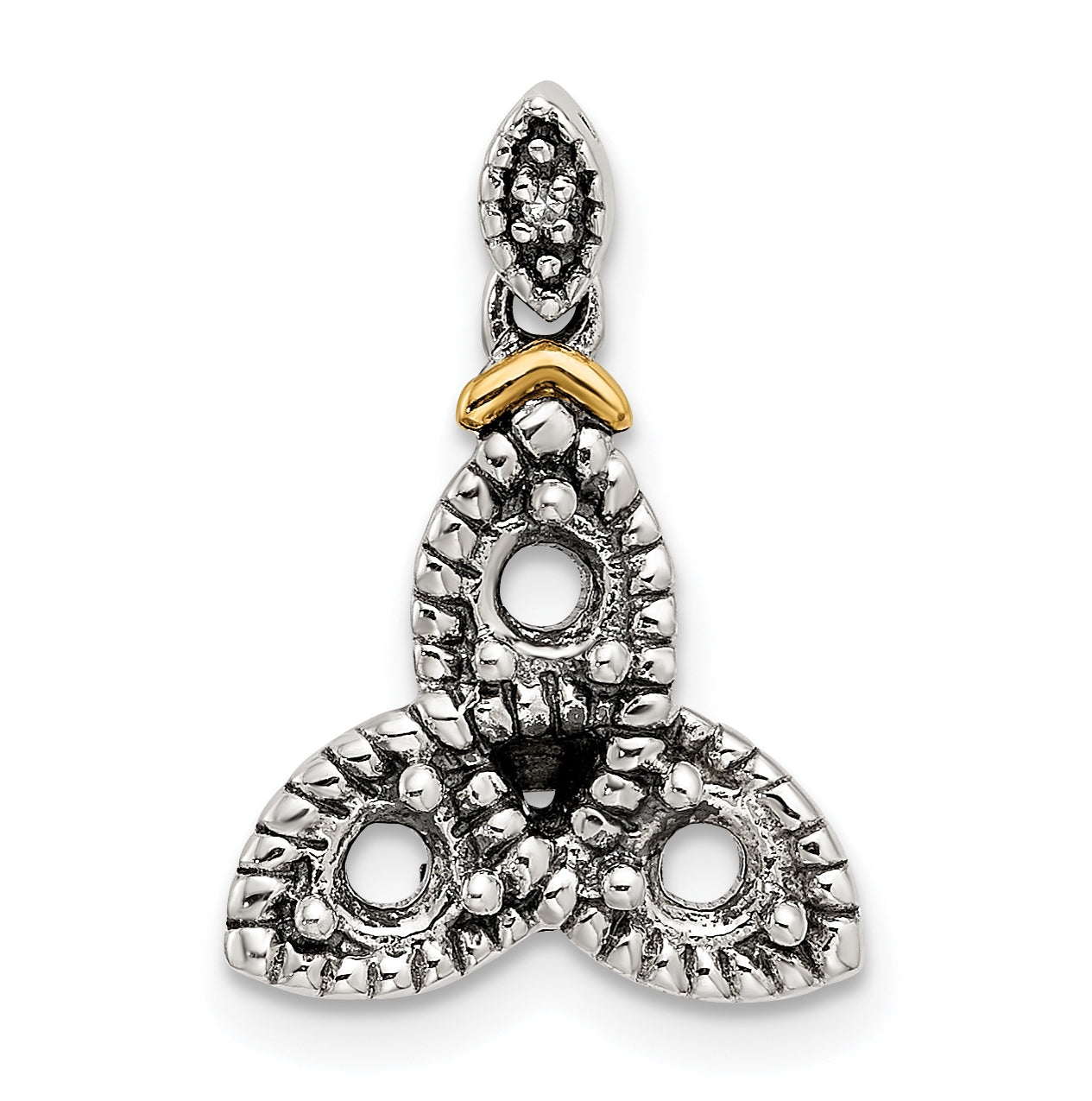 Sterling Silver & 14k 3stone and Diamond Mother's Pendant on 18in Chain