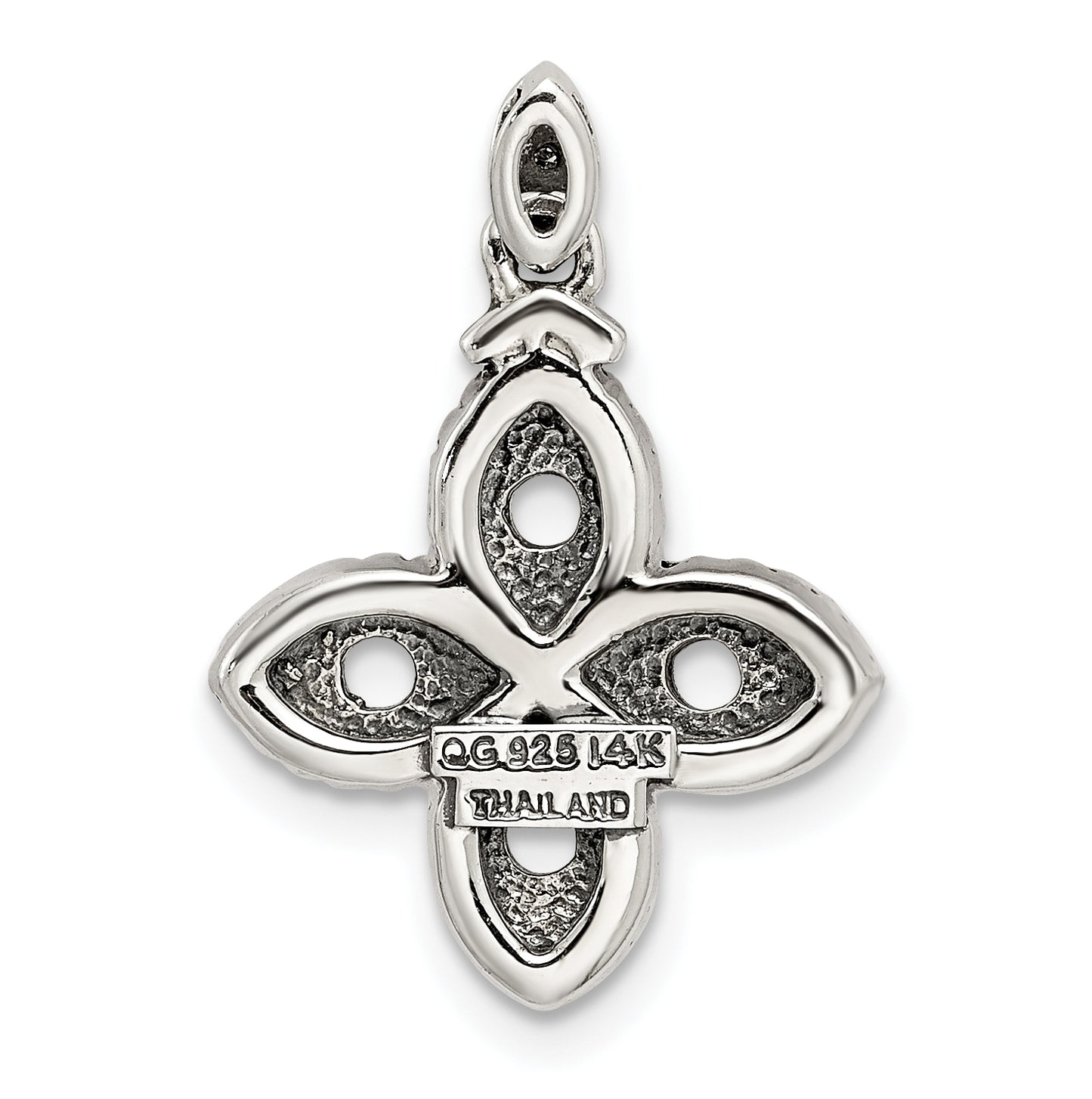 Sterling Silver & 14k 4stone and Diamond Mother's Pendant on 18in Chain