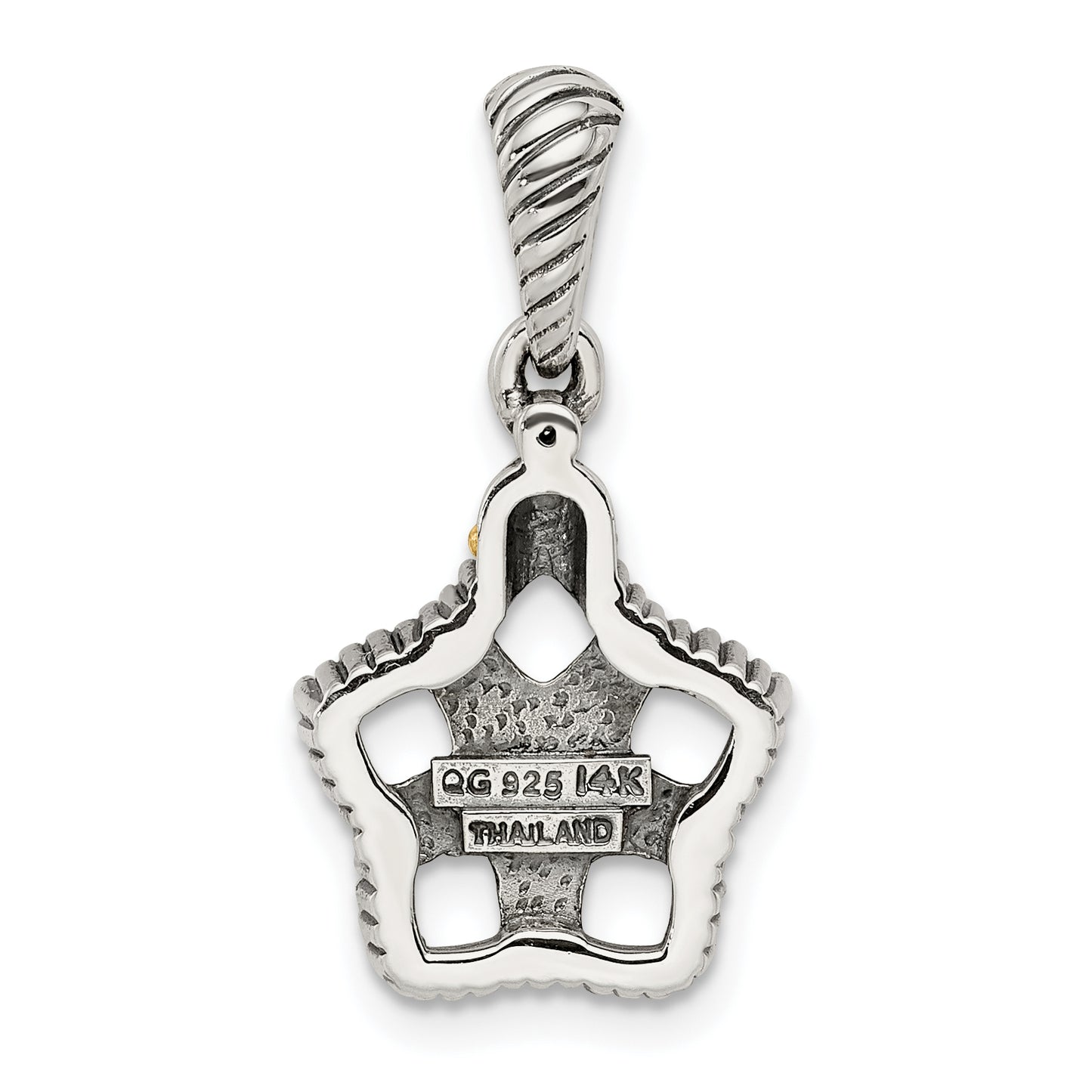 Sterling Silver Antiqued with 14k 5-stone with Diamond Mothers Pendant Semi-Mount