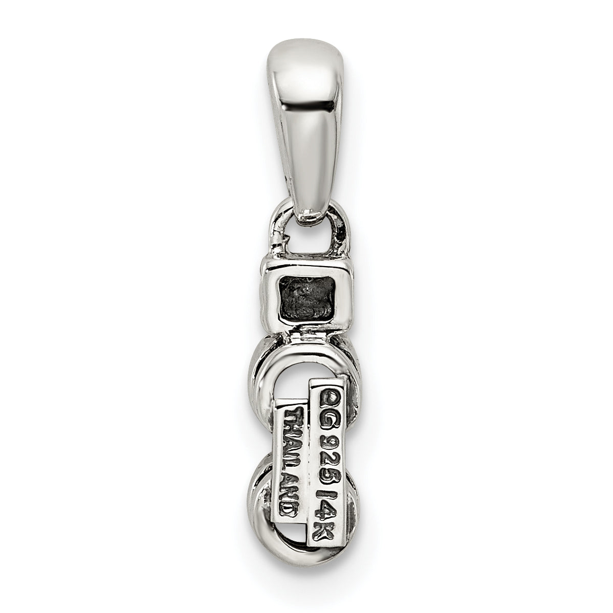 Sterling Silver Antiqued with 14k 2-stone with Diamond Mothers Pendant Semi-Mount