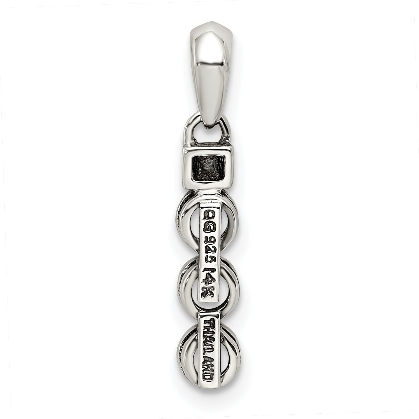 Sterling Silver Antiqued with 14k 3-stone with Diamond Mothers Pendant Semi-Mount