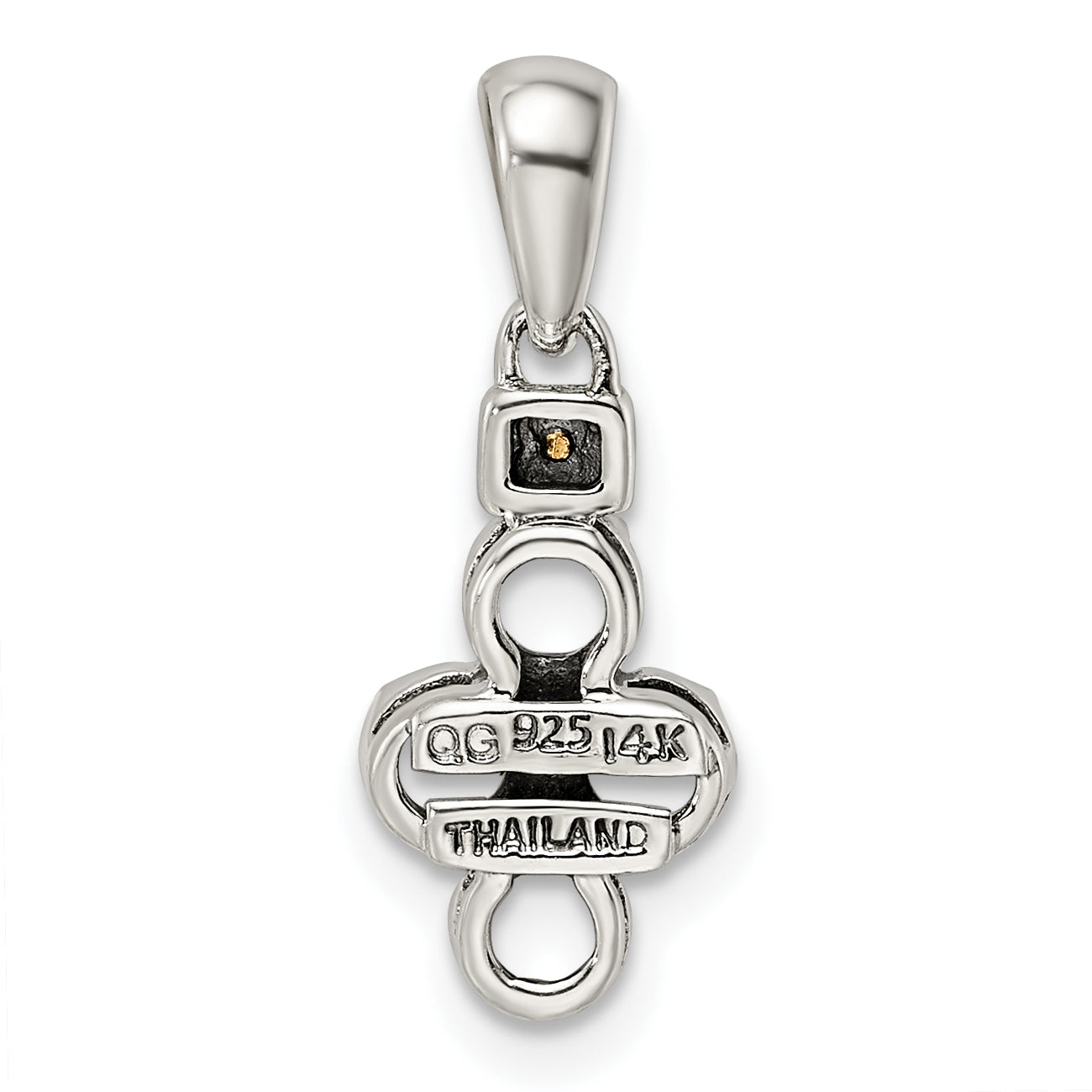Sterling Silver Antiqued with 14k 4-stone with Diamond Mothers Pendant Semi-Mount
