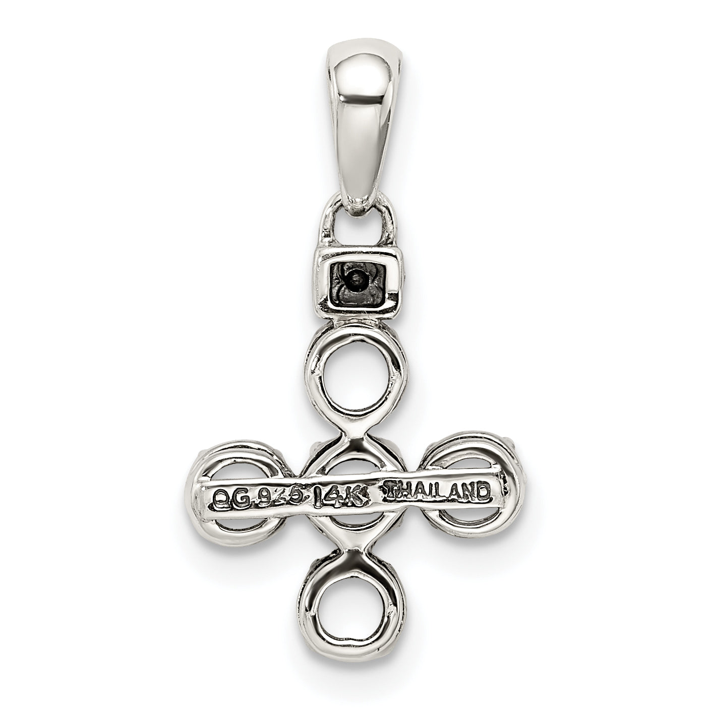 Sterling Silver Antiqued with 14k 5-stone with Diamond Mothers Pendant Semi-Mount