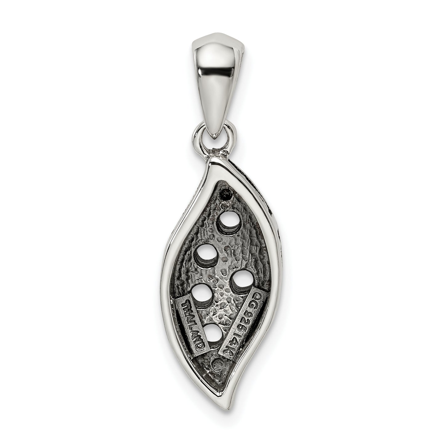 Sterling Silver Antique with 14k 5-stone with Diamond Family Pendant with 18in Chain