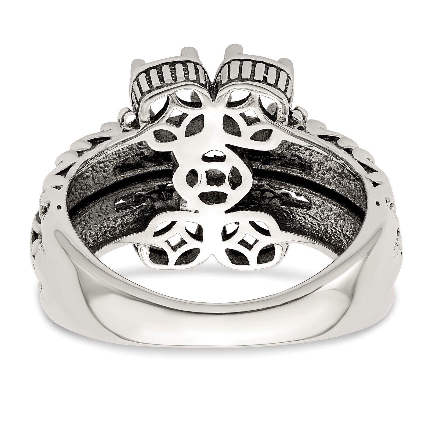 Sterling Silver Antiqued w/ 14k 5-stone Mother's Ring, Size 5