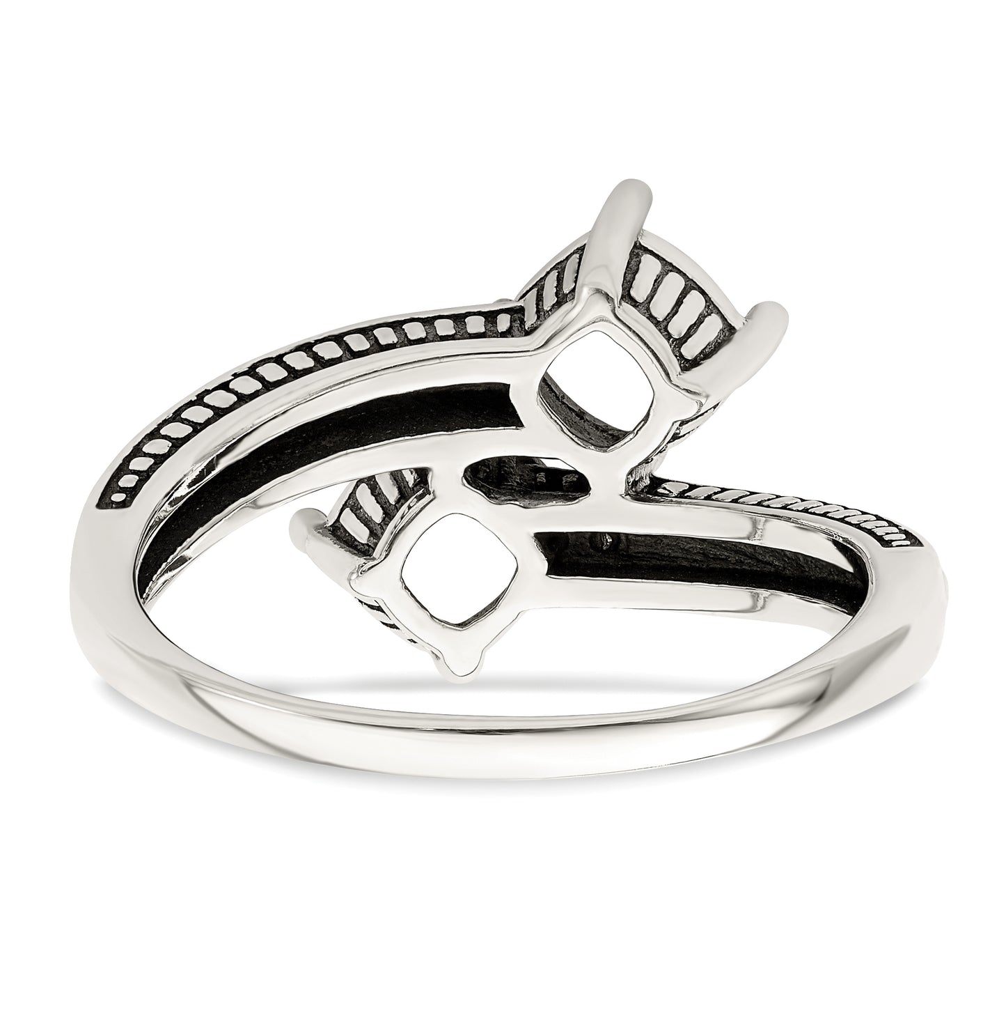 Sterling Silver Antiqued w/ 14k 2-stone Mother's Ring, Size 8