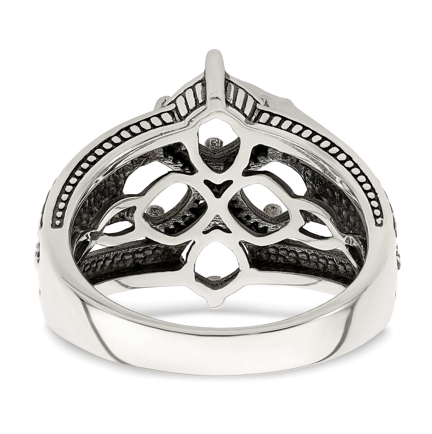 Sterling Silver Antiqued w/ 14k 4-stone Mother's Ring, Size 6
