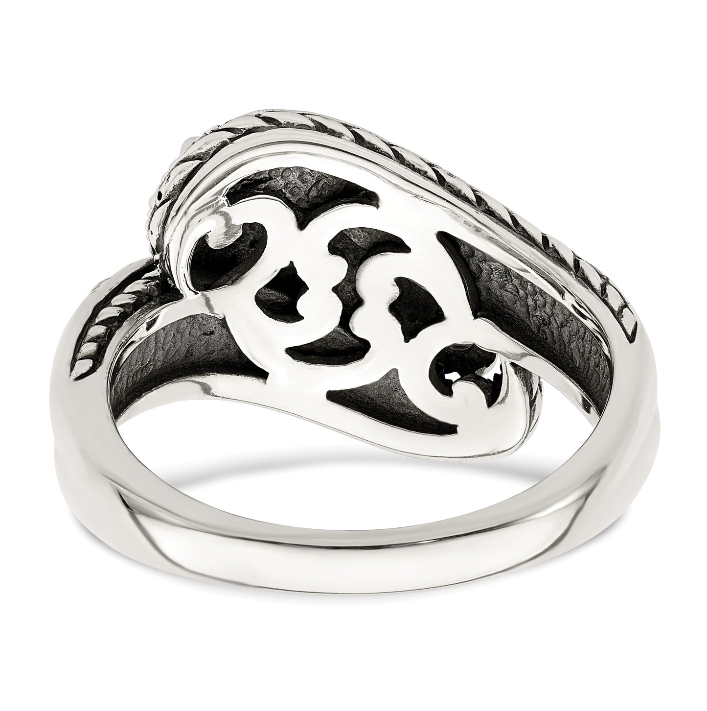 Sterling Silver Antiqued with 14k 4stone Mother's Ring, Size 10