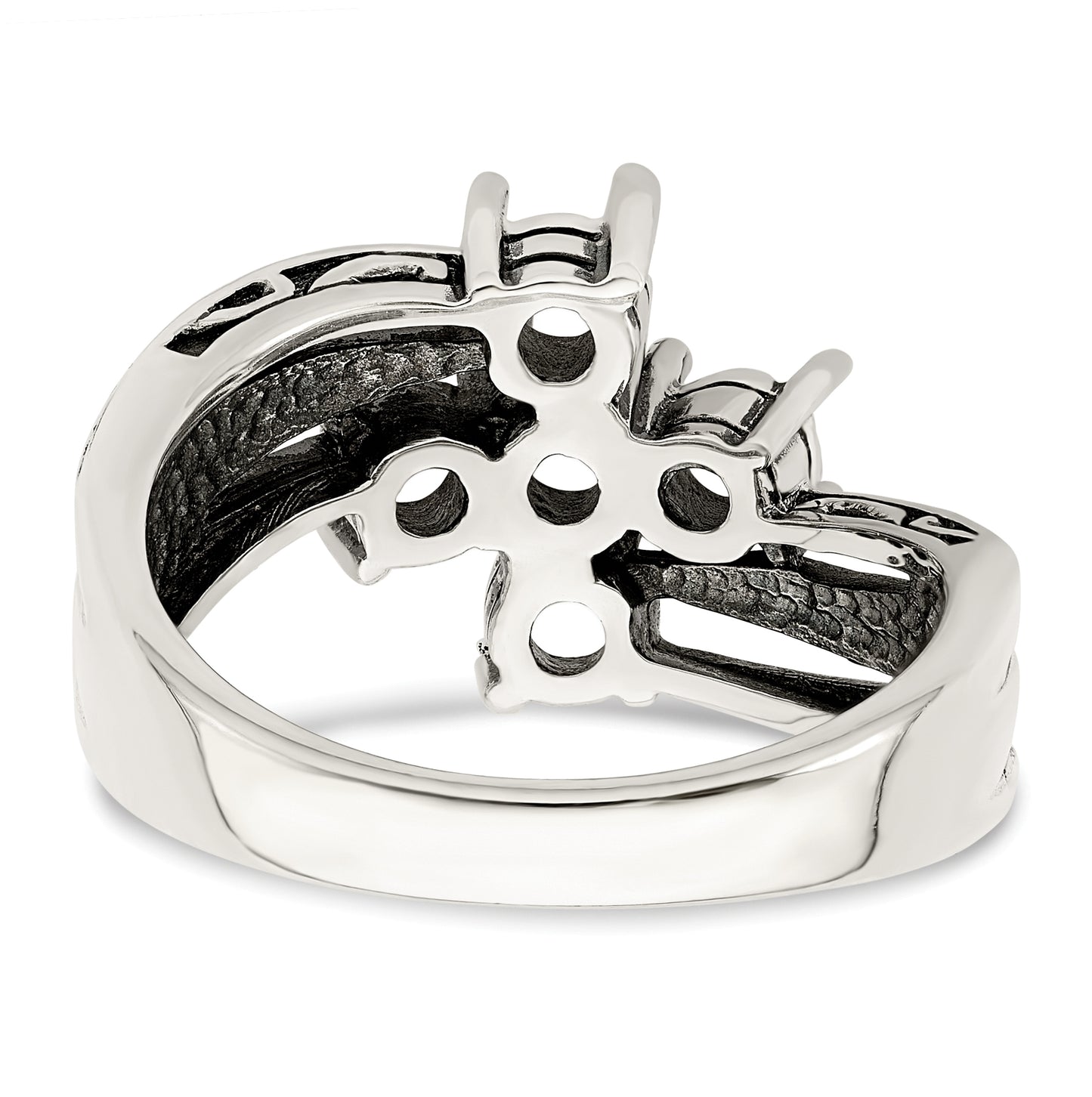 Sterling Silver Antiqued with 14k 5stone Mothers Ring, Size 9