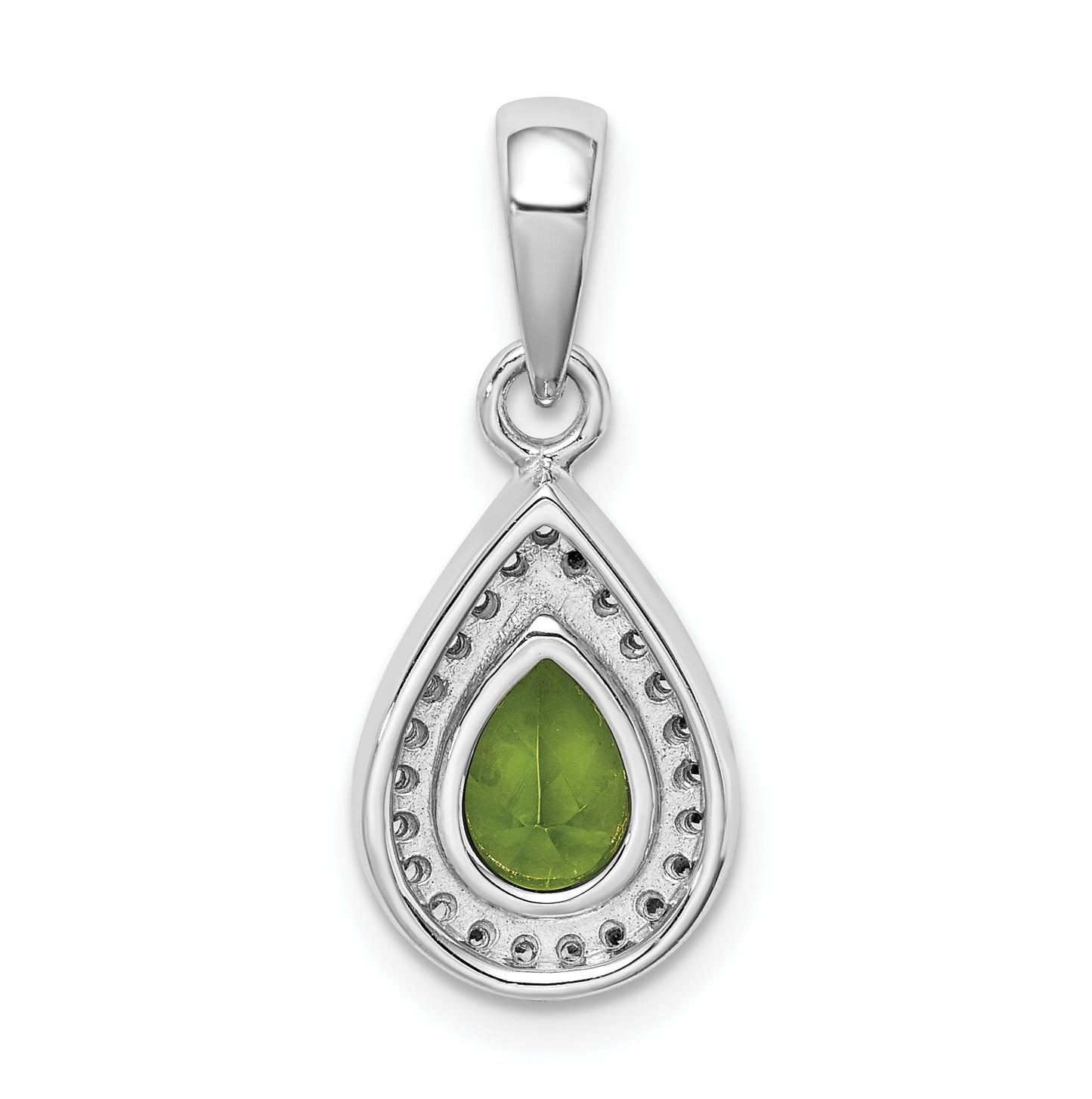 Sterling Silver Rhodium Plated Green and Clear Cubic Zirconia Pendant, Augusr