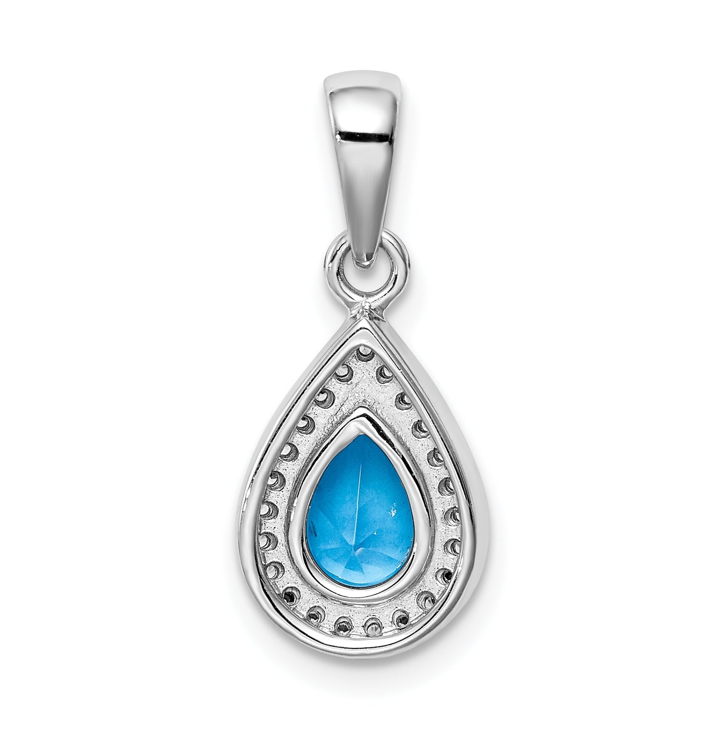Sterling Silver Rhodium Plated Blue and Clear Cubic Zirconia Pendant, December