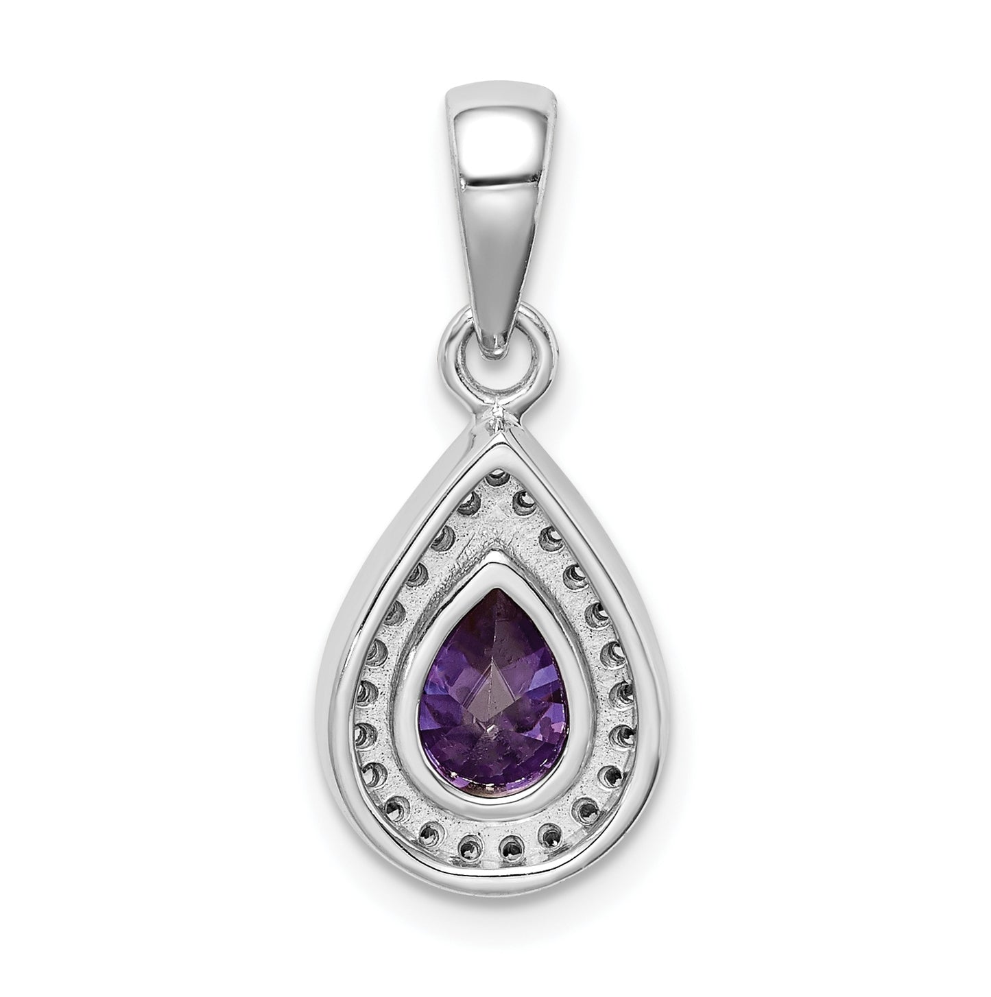 Sterling Silver Rhod Plated Purple and Clear Cubic Zirconia Pendant
