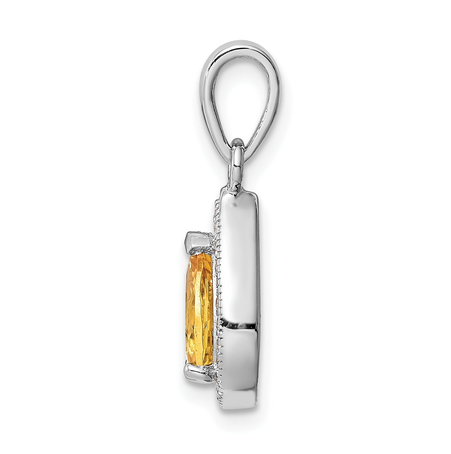 Sterling Silver Rhodium Plated Yellow and Clear Cubic Zirconia Pendant