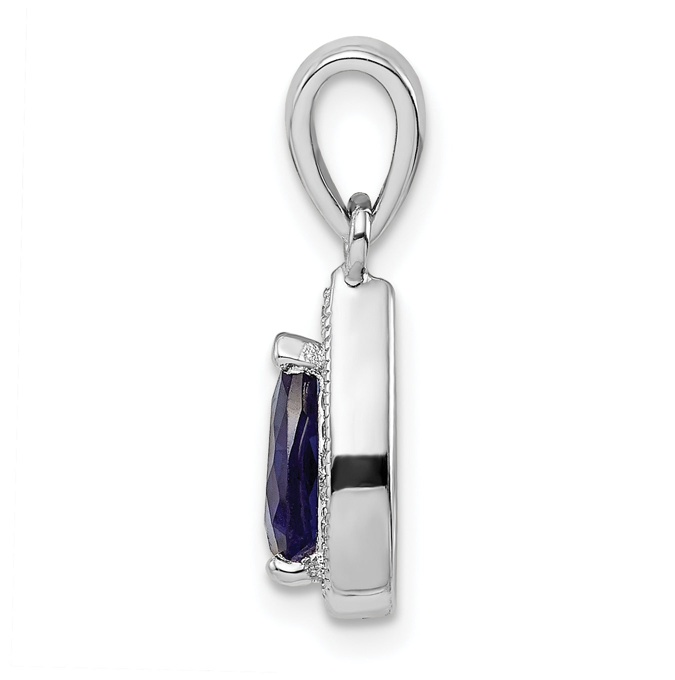Sterling Silver Rhodium Plated Blue and Clear Cubic Zirconia Pendant, September