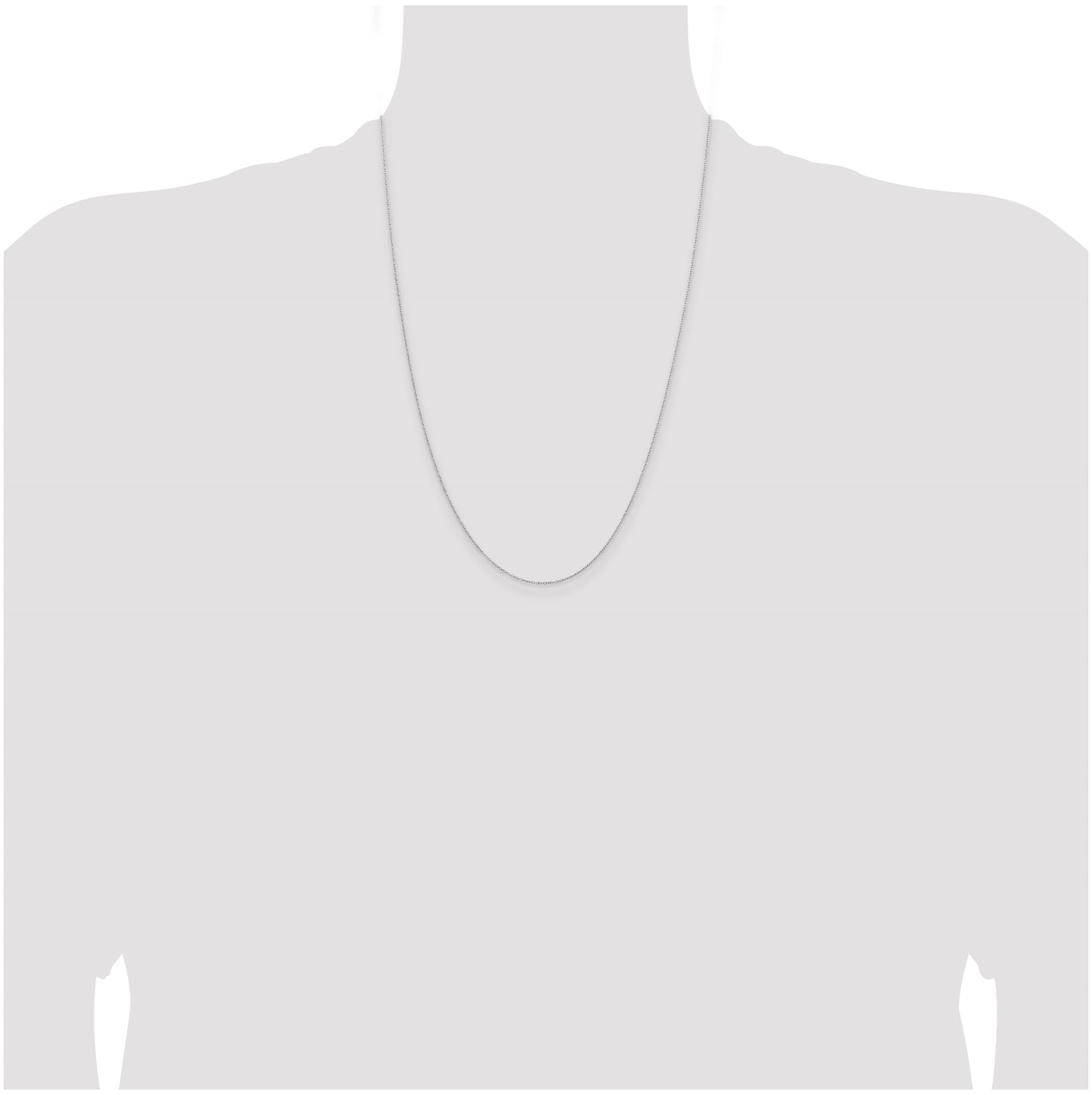 Sterling Silver 1mm Rhodium plated Cable Chain, 24 In