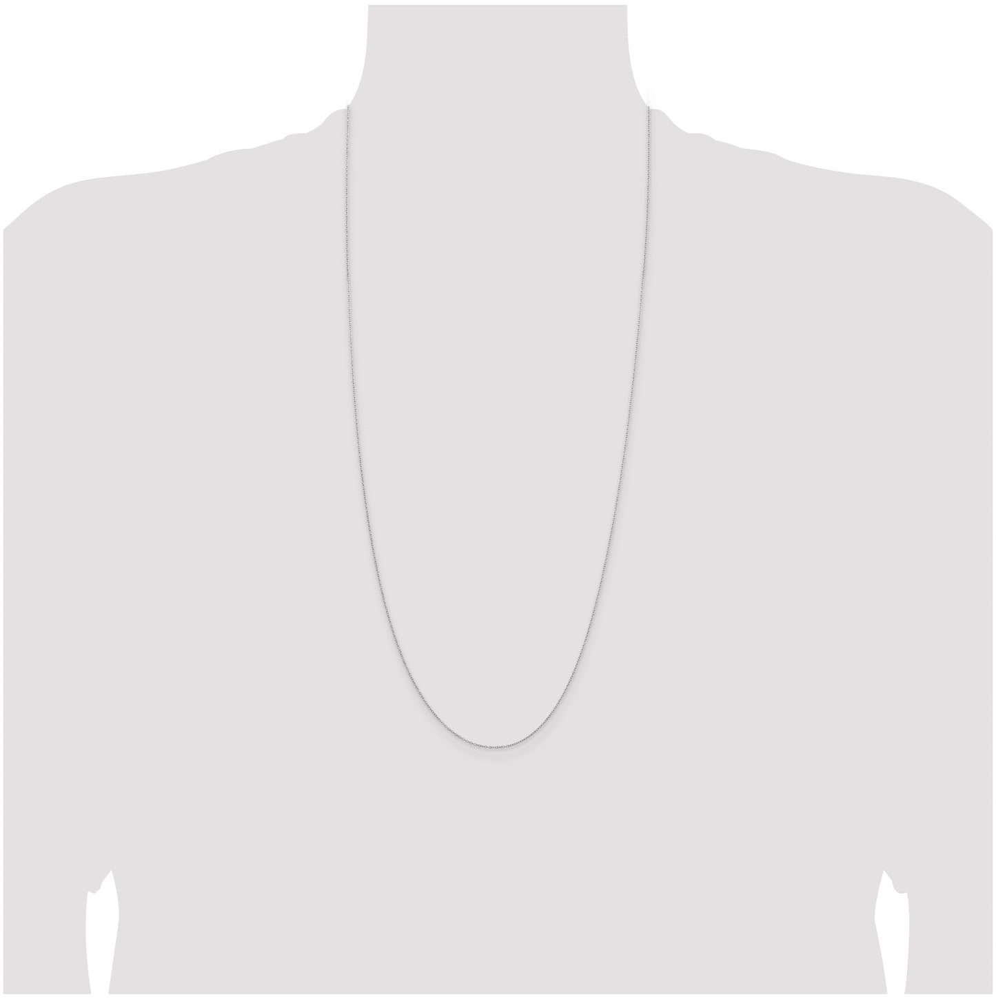 Sterling Silver 1mm Rhodium plated Cable Chain, 30 In