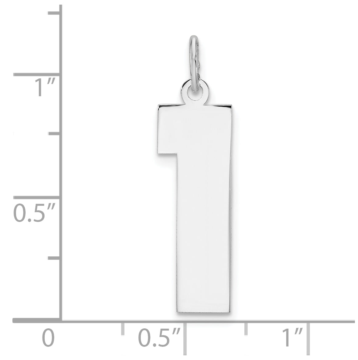 Sterling Silver Rhodium plated Polished Number 1 Charm