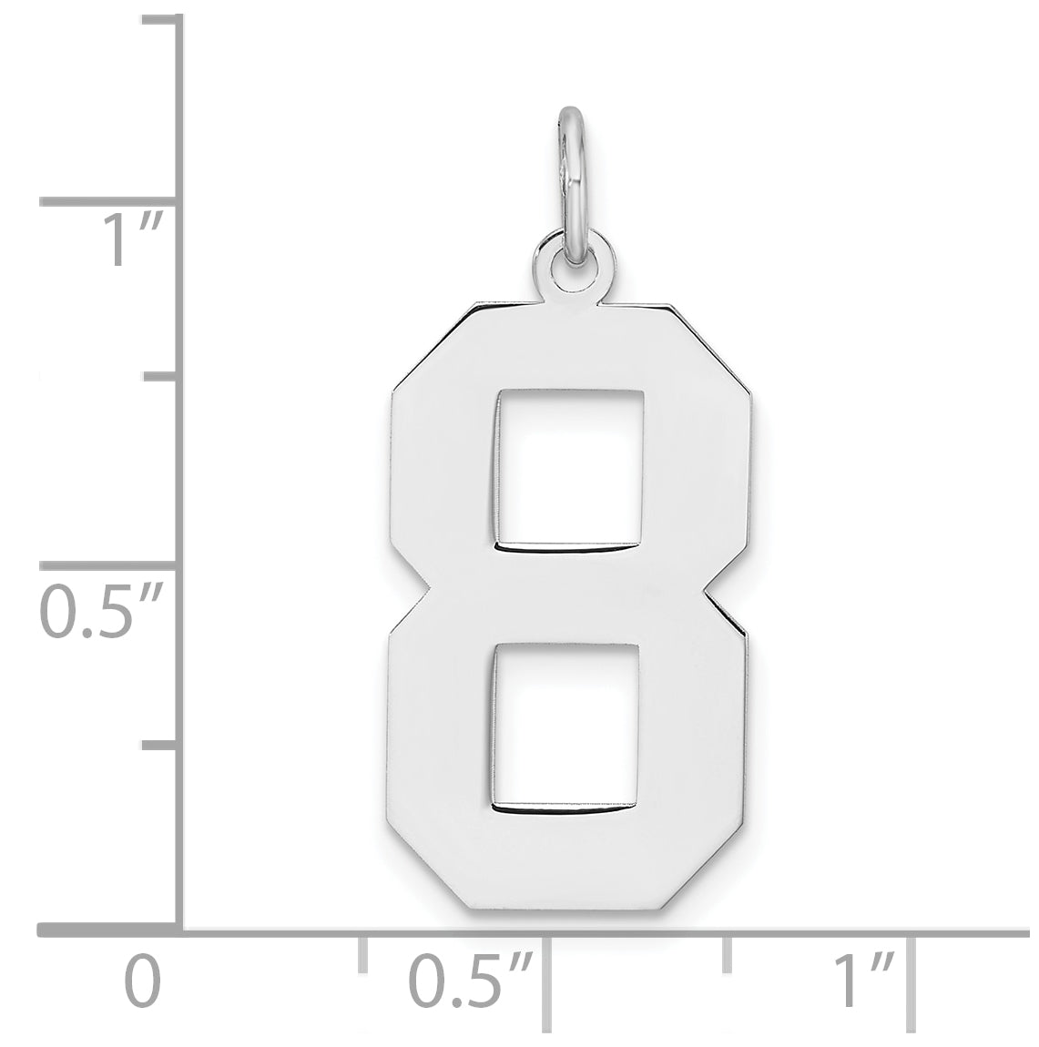 Sterling Silver Rhodium plated Polished Number 8 Charm