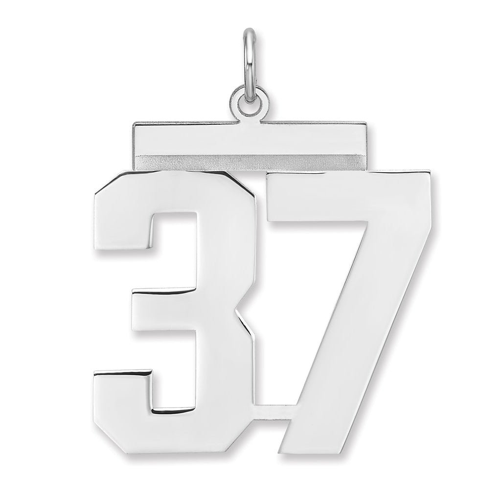 Sterling Silver/Rhodium-plated Polished Number Charm