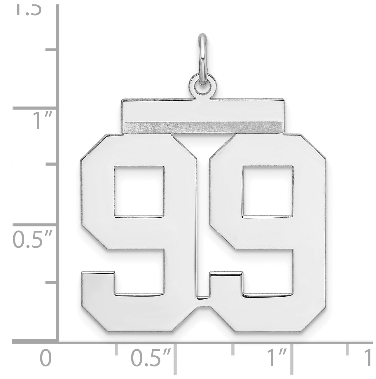 Sterling Silver Rhodium plated Polished Number 99 Charm