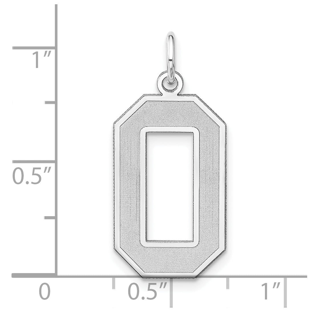 Sterling Silver Rhodium plated Satin Number 0 Charm