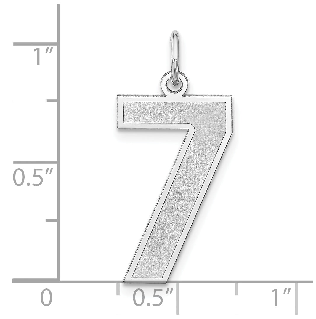 Sterling Silver Rhodium plated Satin Number 7 Charm