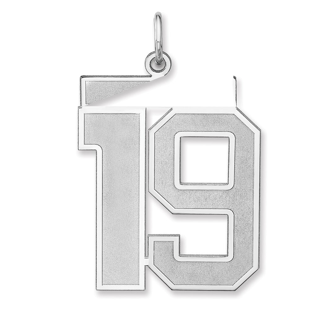 Sterling Silver/Rhodium-plated Satin Number Charm