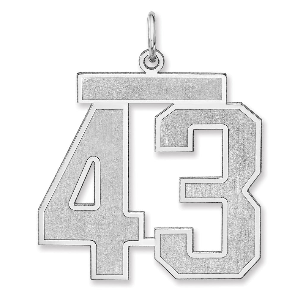 Sterling Silver/Rhodium-plated Satin Number Charm