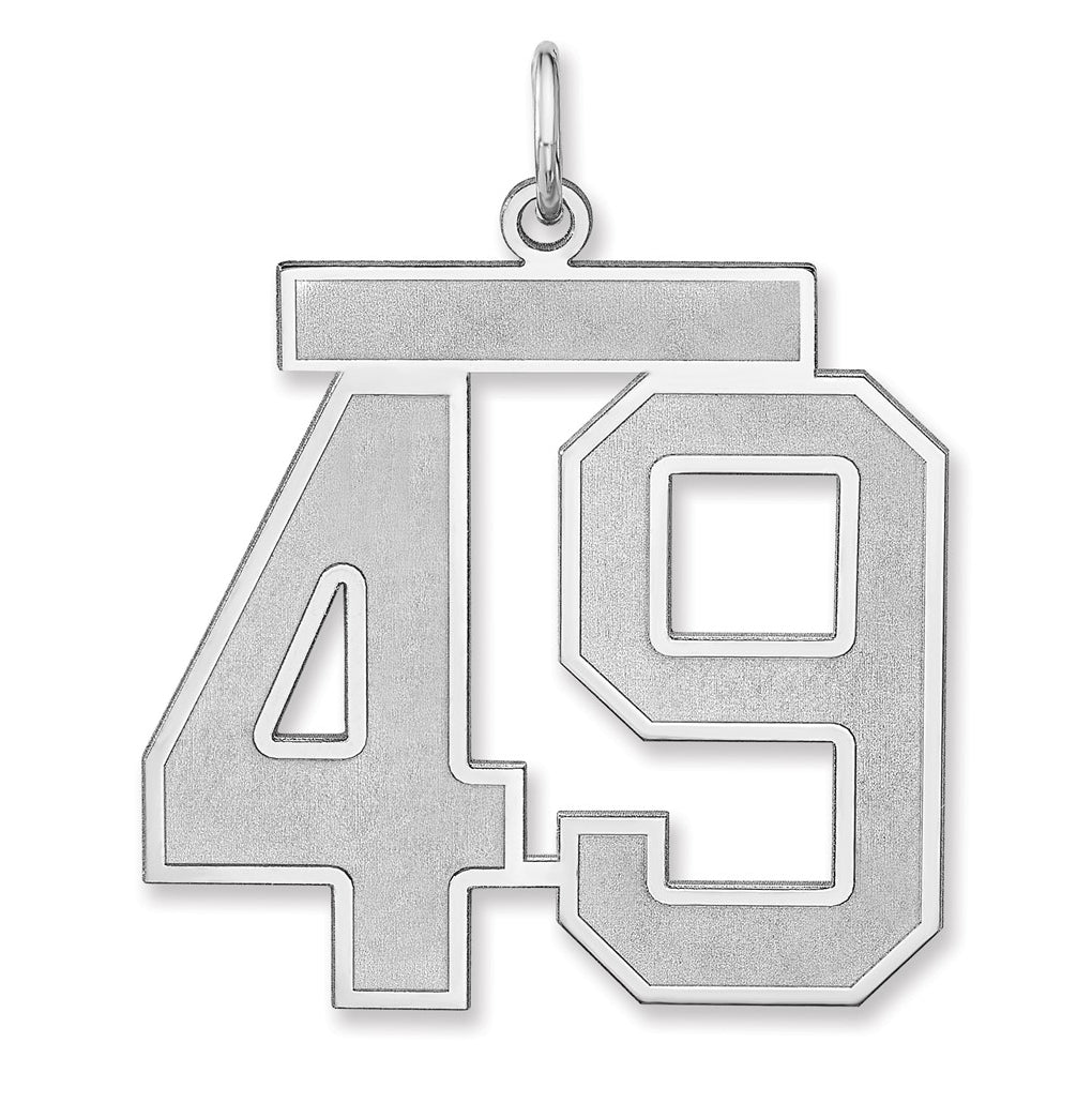 Sterling Silver/Rhodium-plated Satin Number Charm